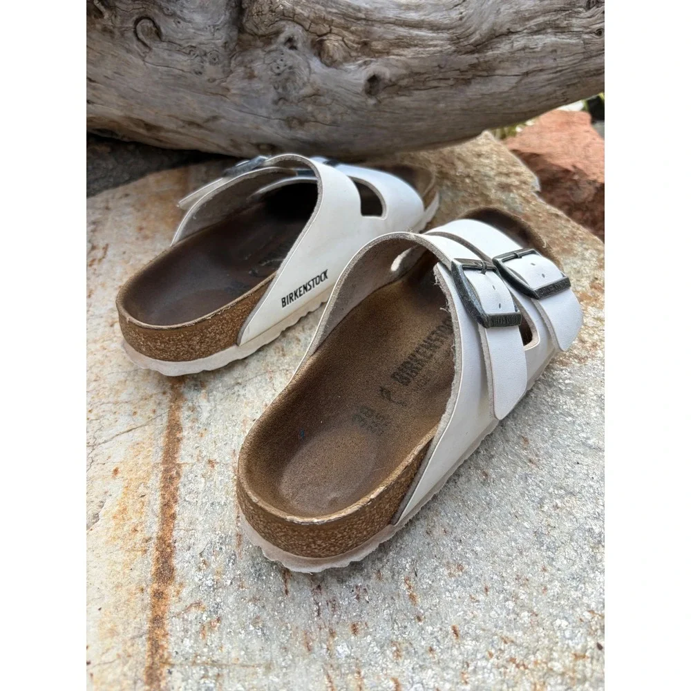 Birkenstock Arizona White Birko-Flor Sandals Womens EU 38 US 7 Narrow - Picture 4 of 11